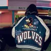Buy 2026 Mickey Mouse Wolves Club Roxy Box Cut Rudy Letterman Varsity Jacket Back