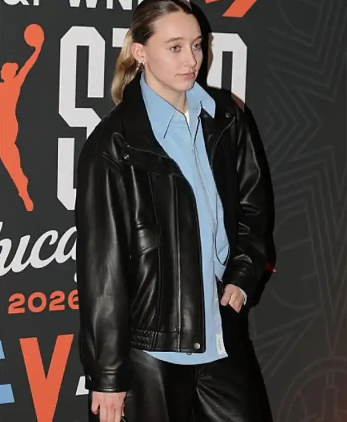 Buy AT&T WNBA All-Star Game 2026 Paige Bueckers Black Leather Bomber Jacket