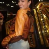 Buy Cathy Kelley Fanatics Fest 2026 Brown Leather Jacket Back
