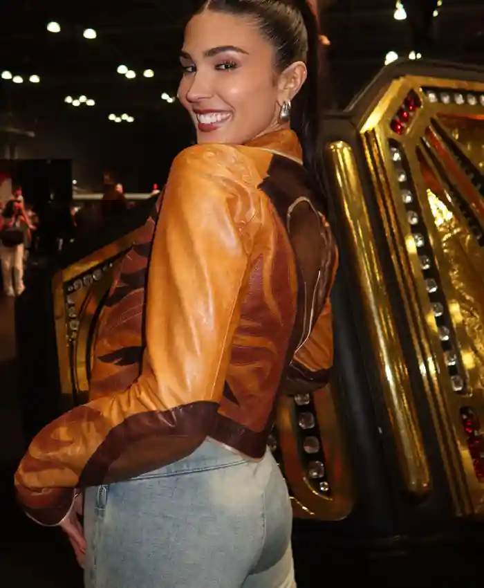 Buy Cathy Kelley Fanatics Fest 2026 Brown Leather Jacket Back