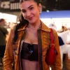 Buy Cathy Kelley Fanatics Fest 2026 Brown Leather Jacket On Sale