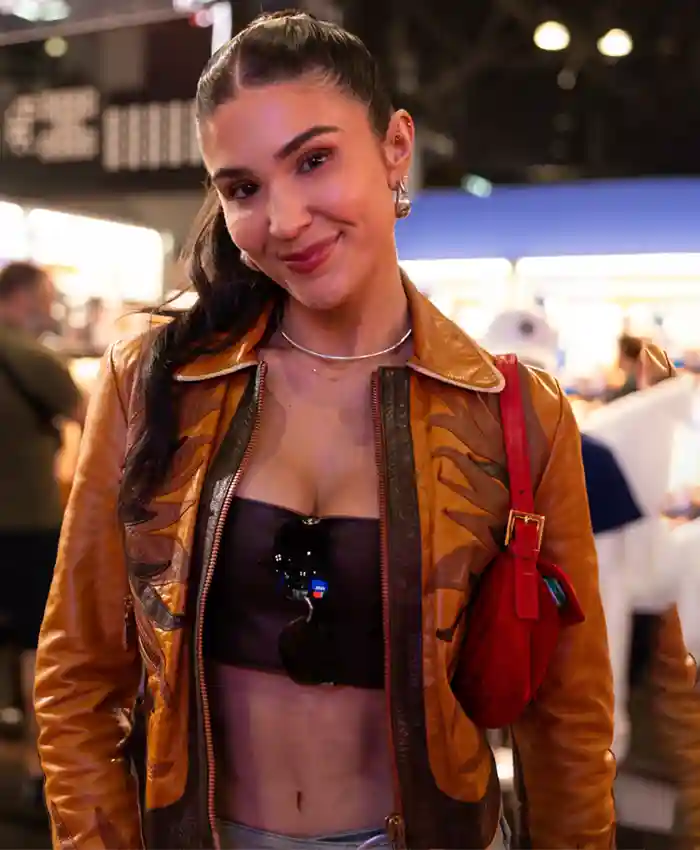 Buy Cathy Kelley Fanatics Fest 2026 Brown Leather Jacket On Sale