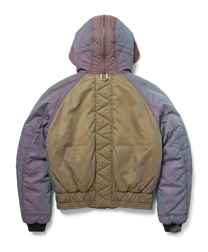Buy Emporio Armani AW93 Iridescent N2B Multicolor Hooded Bomber Jacket Back