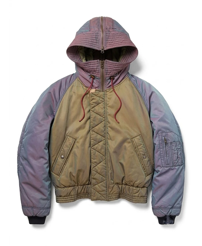 Buy Emporio Armani AW93 Iridescent N2B Multicolor Hooded Bomber Jacket