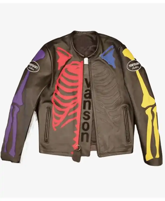 Buy Halloween Vanson x Askan Bone Motorcycle Leather Jacket On Sale