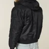 Buy Hollister PU Fur Trim Olive and Black Zip-Up Bomber Jacket Back