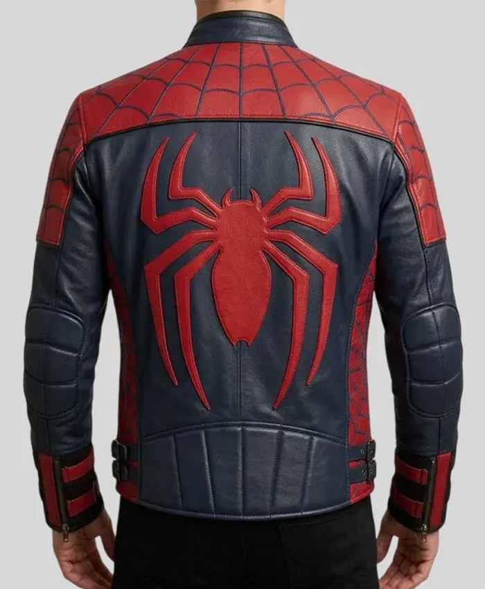 Buy Movie Spider Man Brand New Day 2026 Black and Red Leather Jacket Back