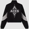 Buy OVO x WNBA Team Las Vegas Aces Black and Grey Fleece Track Jacket