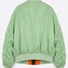 Buy Raf Simons x Prada Light Oversized Green Satin Bomber Jacket