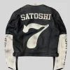 Buy Satoshi Nakamoto 7 Black Cafe Racer Motorcycle Leather Jacket Back