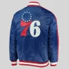 Buy Sixers Starter 76ers Blue Satin Varsity Jacket For Men and Women