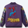 Buy Spider-Man Retro Purple Wool 90 Bomber Jacket