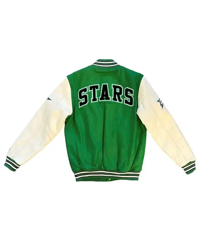 Buy Stars Prospect Dallas Full Snap Wool with Leather Sleeves Varsity Jacket Back