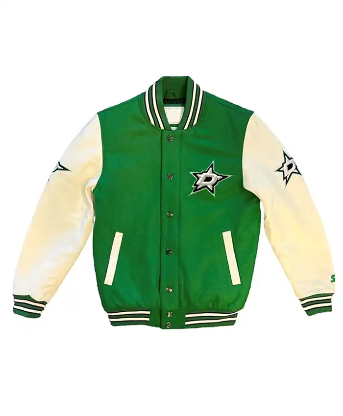 Buy Stars Prospect Dallas Full Snap Wool with Leather Sleeves Varsity Jacket