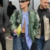 Buy The Balenciaga Show Bella Hadid Green & Black Leather Jacket