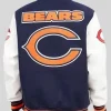 Chicago Bears Navy Blue Varsity Jacket Back