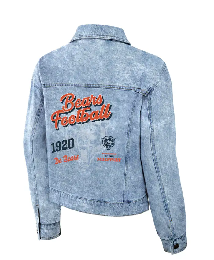 Chicago Bears x Erin Andrews Full-Snap Denim Jacket Back