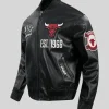 Chicago Bulls Black Leather Bomber Jacket