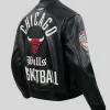 Chicago Bulls Black Leather Bomber Jacket Back