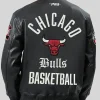 Chicago Bulls Black Leather Bomber Jacket For Sale