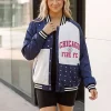 Chicago Fire FC Rhinestone Bomber Jacket Front