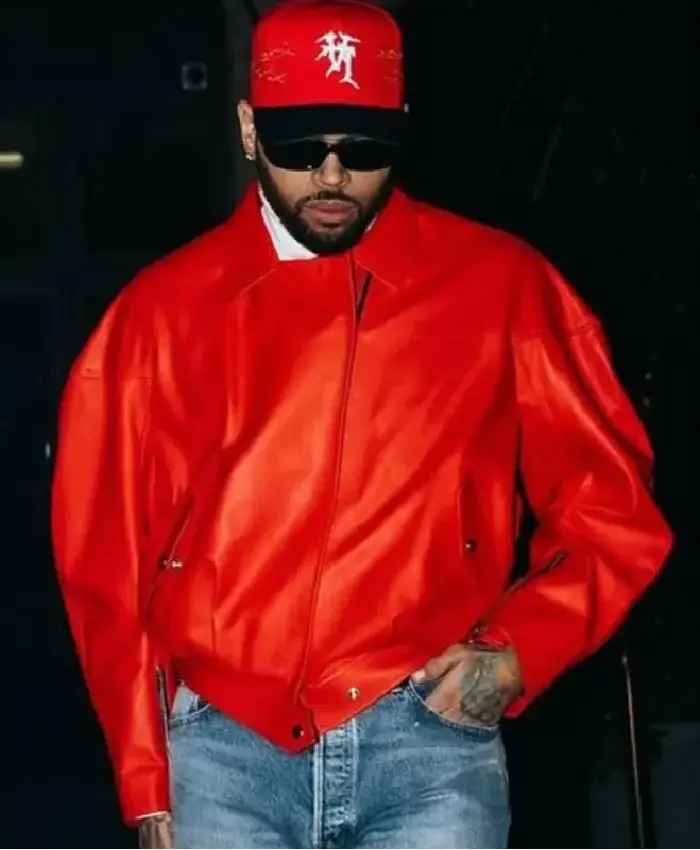 Paris Style 2026 Chris Brown Red Leather Jacket For Men and Women
