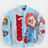 Shop Halloween Love Hurts Chucky Varsity Jacket For Men and Women