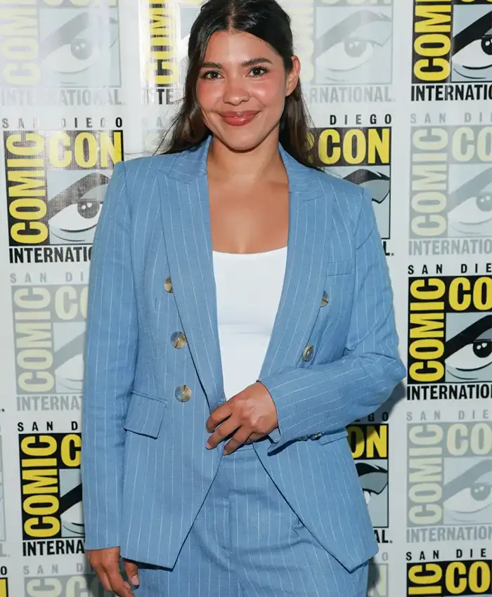 Comic-Con 2026 Lisseth Chavez Blue Pinstriped Suit