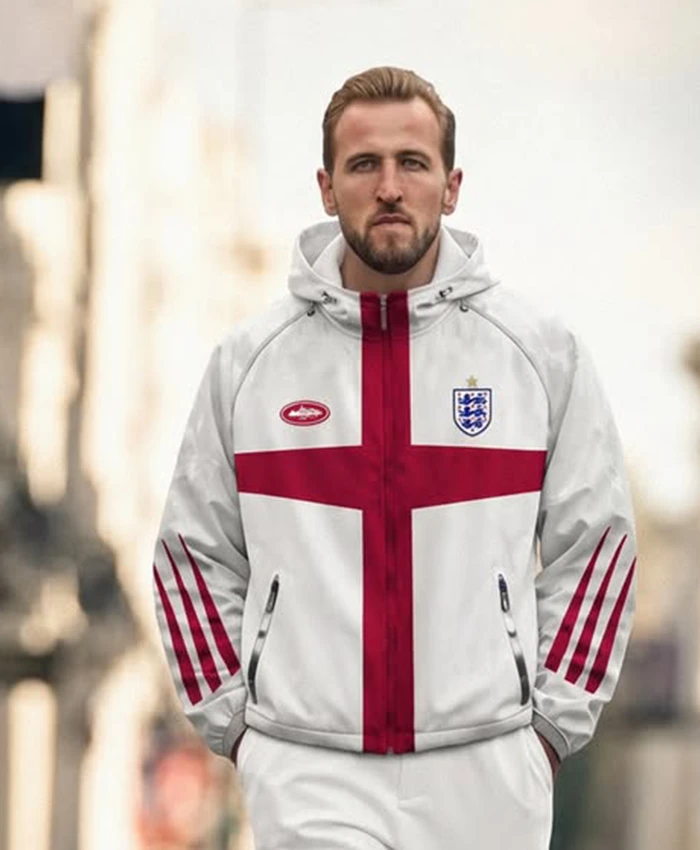 Corteiz x England World Cup Hooded Track Jacket Front