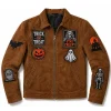 Creepy Trick or Treat Patch Brown Suede Jacket