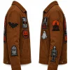 Creepy Trick or Treat Patch Brown Suede Jacket For Sale