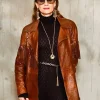 Diane Kruger PWF 2026 Brown Fringe Leather Coat