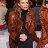 Diane Kruger PWF 2026 Brown Fringe Leather Coat For Sale