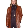 Diane Kruger PWF 2026 Brown Fringe Leather Coat Front