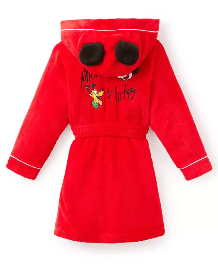 Disney x Mickey Mouse and Pluto Red Hooded Robe Back