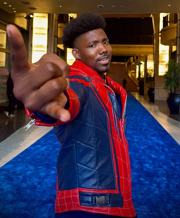 Dominique Barrett Movie Spider-Man Brand New Day 2026 Premiere Red Leather Jacket