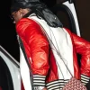 Dubai 2026 Rema Red and White Leather Jacket Back