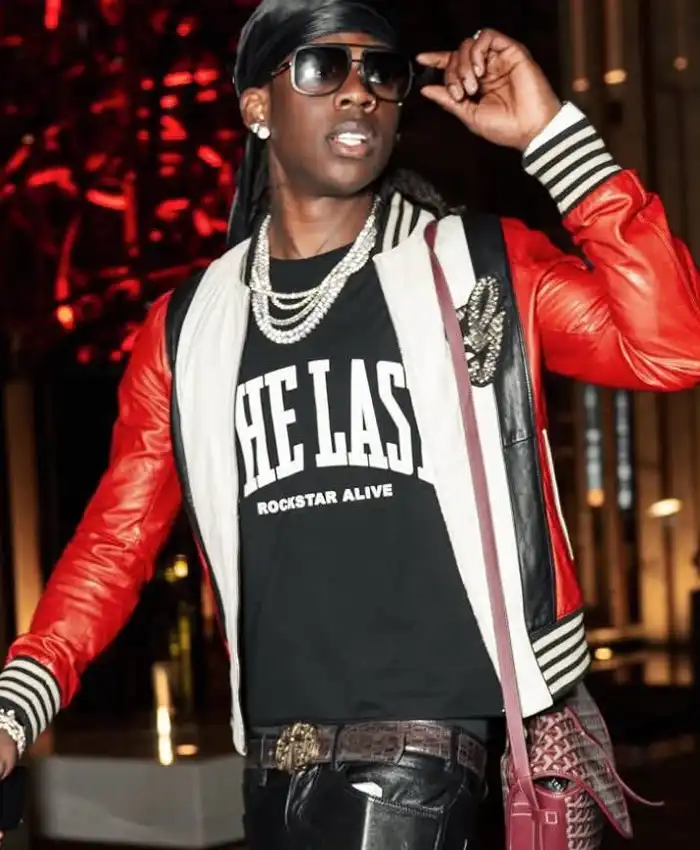 Dubai 2026 Rema Red and White Leather Jacket For Sale