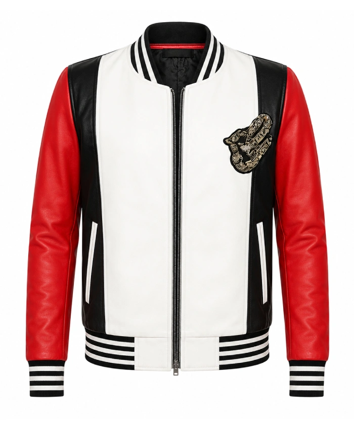 Dubai 2026 Rema Red and White Leather Jacket Front