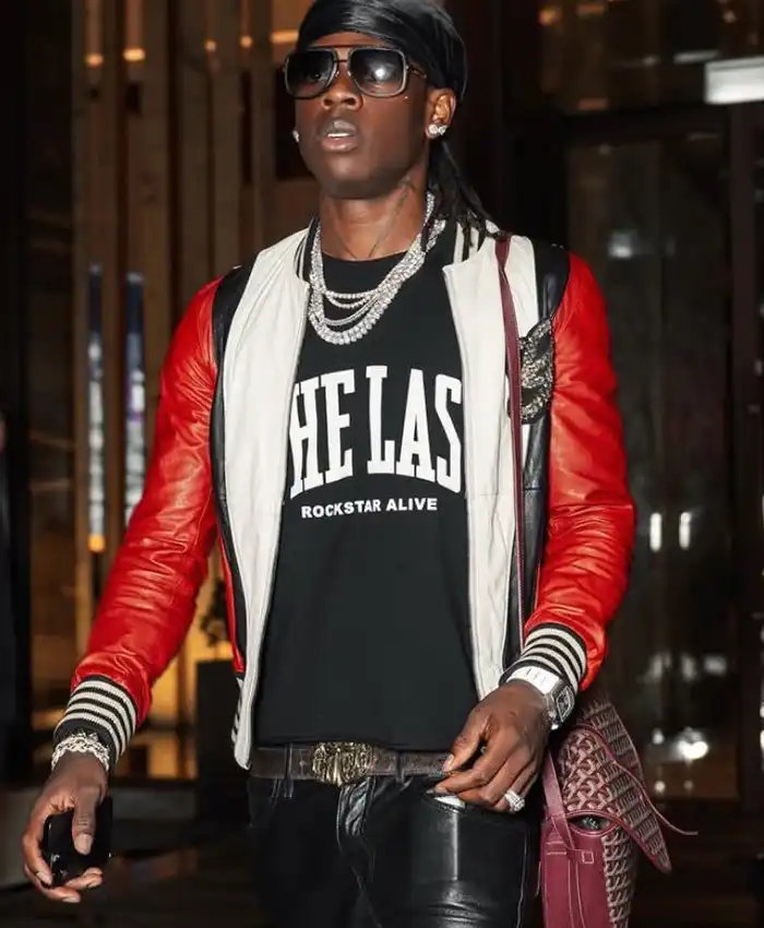 Dubai 2026 Rema Red and White Leather Jacket