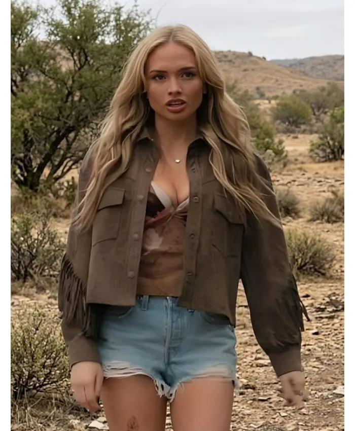 Dutton Ranch S01 Natalie Alyn Lind Suede Fringe Jacket For Sale
