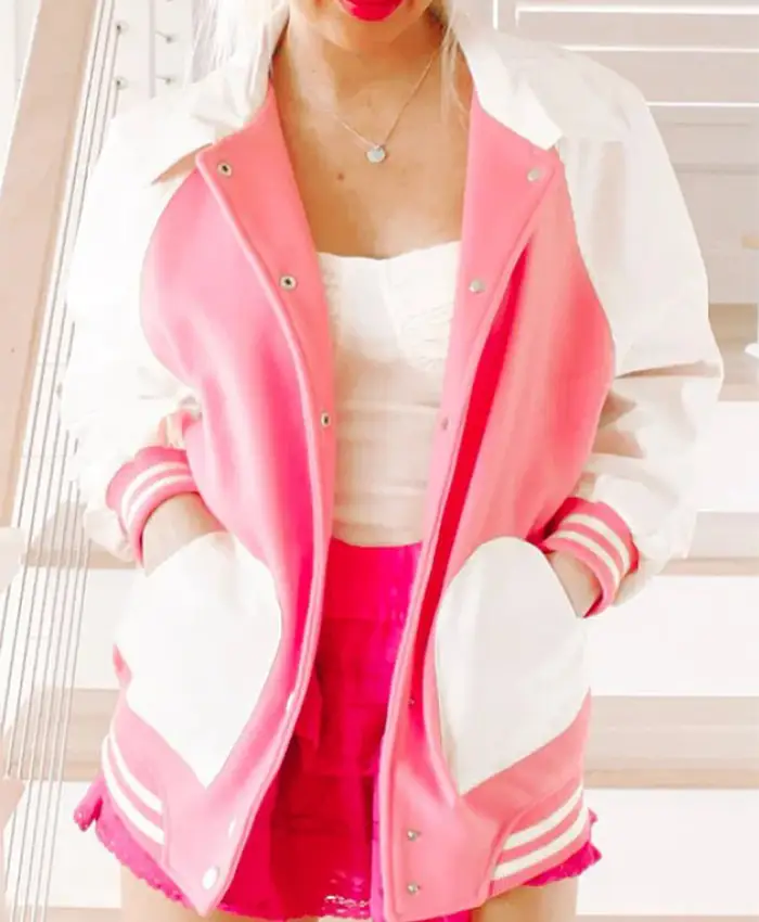 Elle 2026 Lexi Minetree Hearts Pocket Varsity Jacket Front