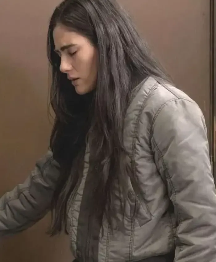 Eva Imani TV Series Chicago PD S13 Arienne Mandi Grey Bomber Jacket Side