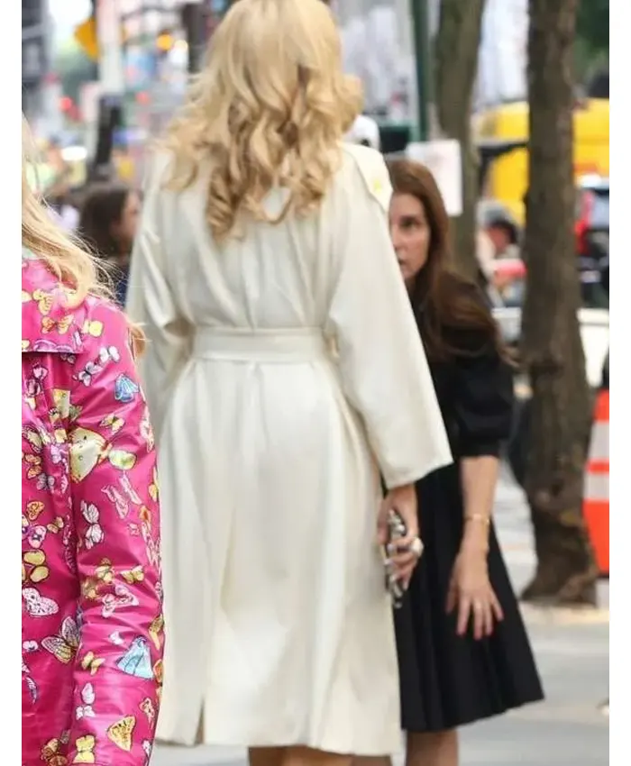 Eva Woods Elle TV Series June Diane Raphael Off White Wool Trench Coat Back