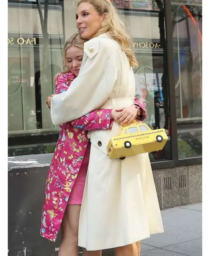 Eva Woods Elle TV Series June Diane Raphael Off White Wool Trench Coat Side