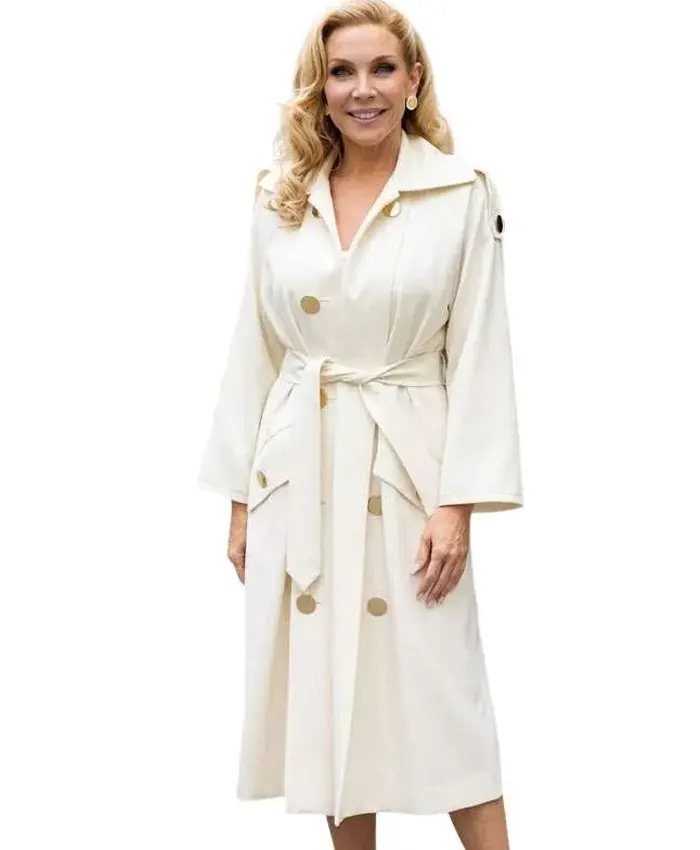 Eva Woods Elle TV Series June Diane Raphael Off White Wool Trench Coat