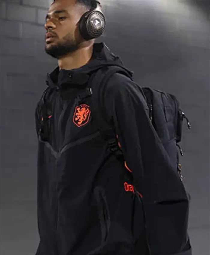FIFA World Cup 2026 Netherlands Tech Black Fleece Jacket Side