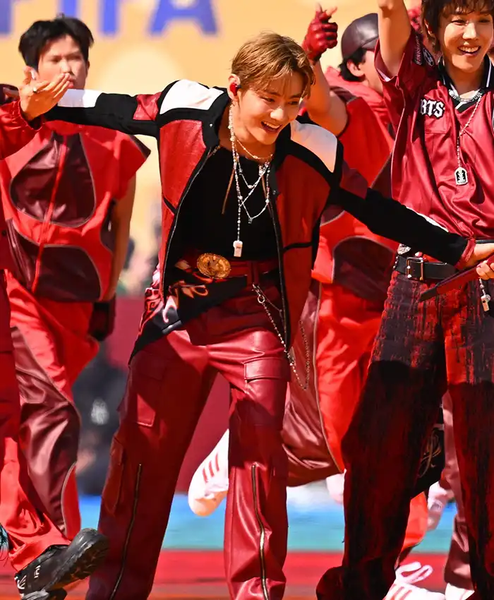 FIFA World Cup Final Halftime Show Kim Taehyung Leather Jacket For Sale