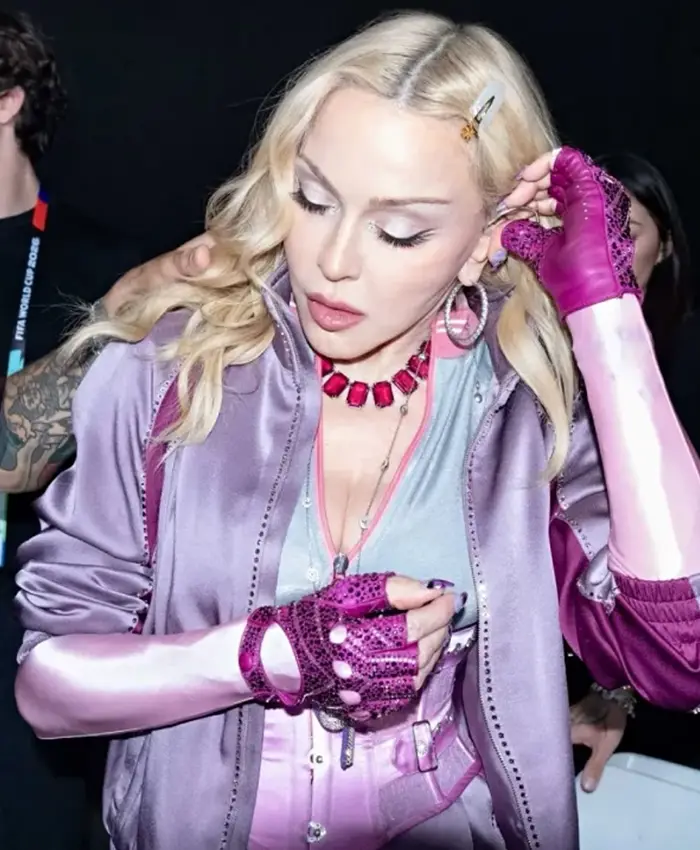 FIFA World Cup Final Halftime Show Madonna Purple Jacket