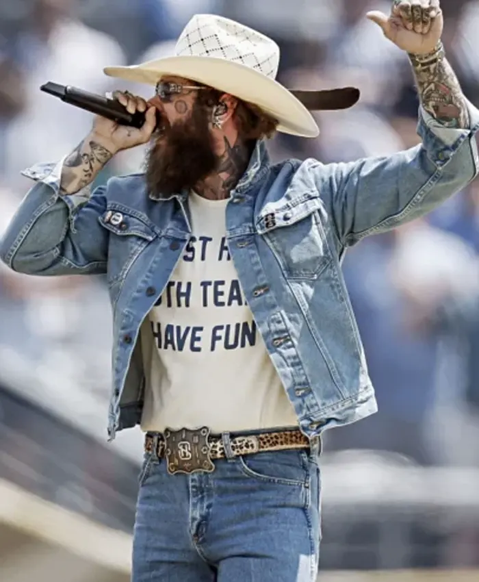 FIFA World Cup Halftime Show Post Malone Denim Jacket Front
